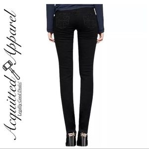 NWT Tory Burch Super Skinny Jeans Black Logo